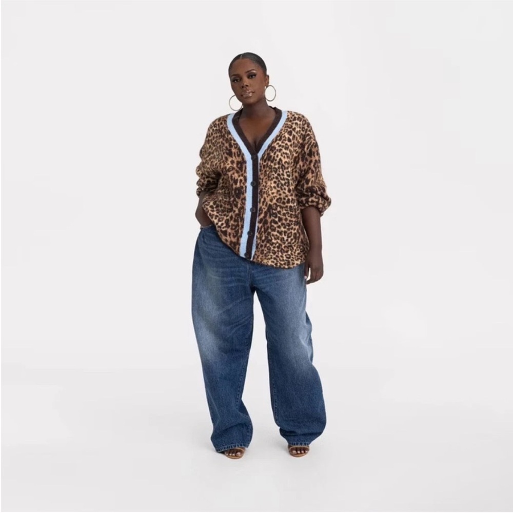 NWT KBB by KAHLANA Women's 'The Slouchy Cardigan' in Tan Leopard Size Large - Picture 7 of 11